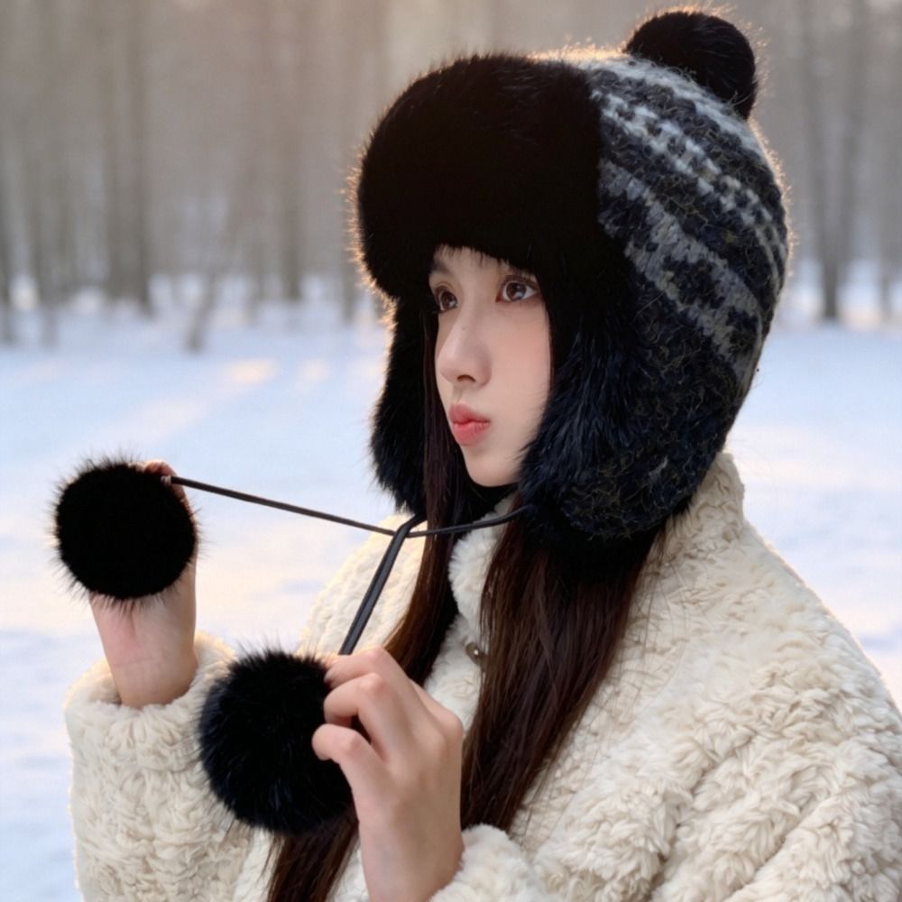 Stylish Polyester Knitted Trap - Trapper Hat Ear Flap review and price